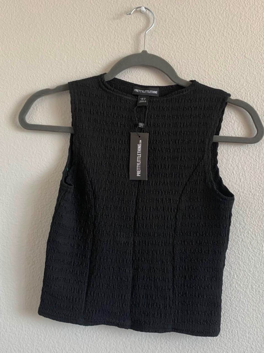 PRETTYLITTLETHING Black Textured Sleeveless Dress